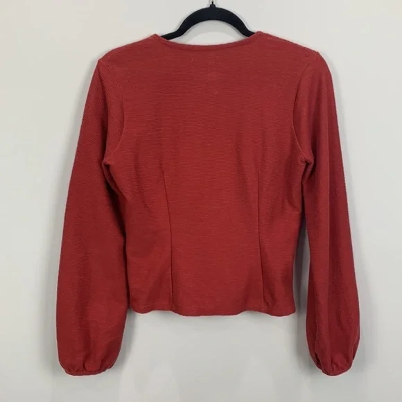 Madewell Texture & Thread Button Wrap Top- Burnt Orange - Picture 7 of 11